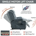 thumbnail image 6 of Up to 350 LBS Chenille Power Lift Recliner Chair, Heavy Duty Motion Mechanism with 8-Point Vibration Massage and Lumbar Heating, USB and Type-C Ports, Stainless Steel Cup Holders, Blue1, 6 of 16