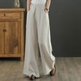 thumbnail image 4 of WCMZJ Womens Wide Leg Pull On Pants Cotton Linen Trousers Palazzo Lounge Pants Slacks Summer Casual Comfy Loose Pants, 4 of 4