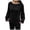 Black, variant on Womens Contrast Color Pullover Sweaters Crewneck Knit Tops with Wave Hem Long Sleeve Sweater Fall 2026 White for Size XXL