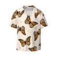 thumbnail image 5 of PAYOHTO Monarch Butterflies Mens Hawaiian Casual Short-sleeved Shirt Tropical Summer Beach Button Down Shirts, 5 of 7