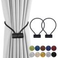 thumbnail image 1 of Magnetic Curtain Tiebacks Curtain Clips Rope Rear Curtain Holders Buckles Curtain Binder Curtain Holders for Home Decoration Cafe Office 2 Pieces Black, 1 of 5