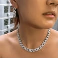 OPALRY Silver Plated Cubic Zircon Paved Link Chain Necklace Earrings