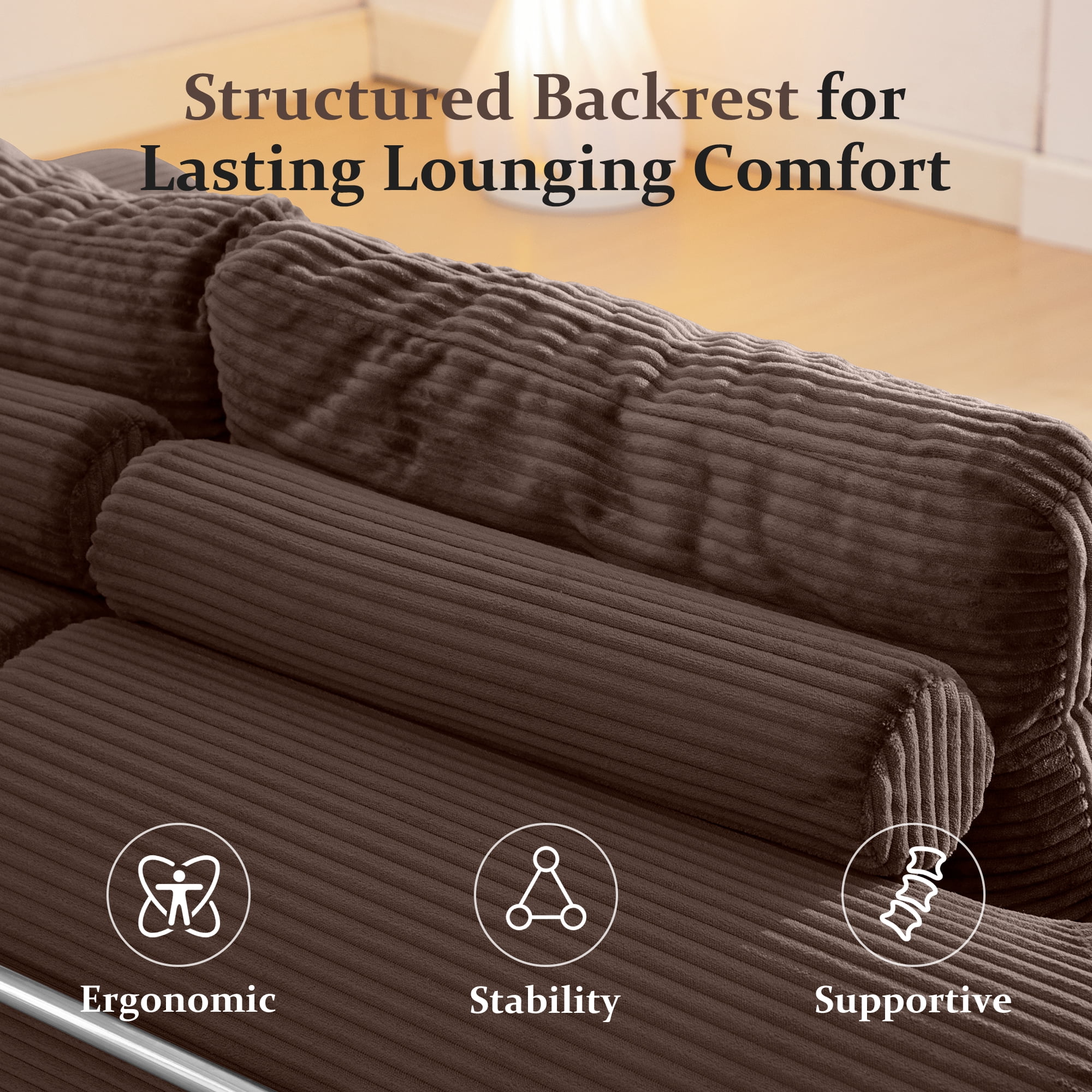 COOLHUT 63" W Convertible Sofa Bed, Foam Floor Sofa, Folding Sleeper Sofa Couch Bed with Six Frame, High Rebound Density Sofa, Corduroy Sofa Couch Bed for Living Room, Bedroom, Coffee