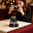 thumbnail image 6 of DIY Halloween Fabric Tree with Red Rose Topper, Tiered Skull & Spider Web Pattern Patchwork Tabletop Decor, Gothic Holiday Centerpiece for Home, Rose Style, 1 Count, 6 of 8