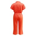 thumbnail image 4 of Fsqjgq Jumpsuits for Women Plus Size Rompers Overalls Womens Vacation Outfits 2024 Button Up Waist Tie Belt Flowy Wide Leg Sleeveless Jumpsuit Bib Overalls Jumpsuits Baggy Romper Summer Casual Off, 4 of 5