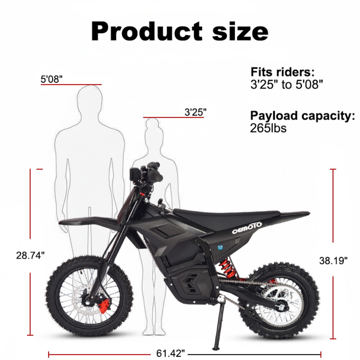 CEMOTO D02 Off-Road E-TrailX Electric Dirt Bike for Teens & Adults,3000W Peak Mid-Drive Motor 34+ MPH Top Speed,48V 21AH Battery, 14"/12" Tires, Full Suspension, Dual Hydraulic Brakes UL2849