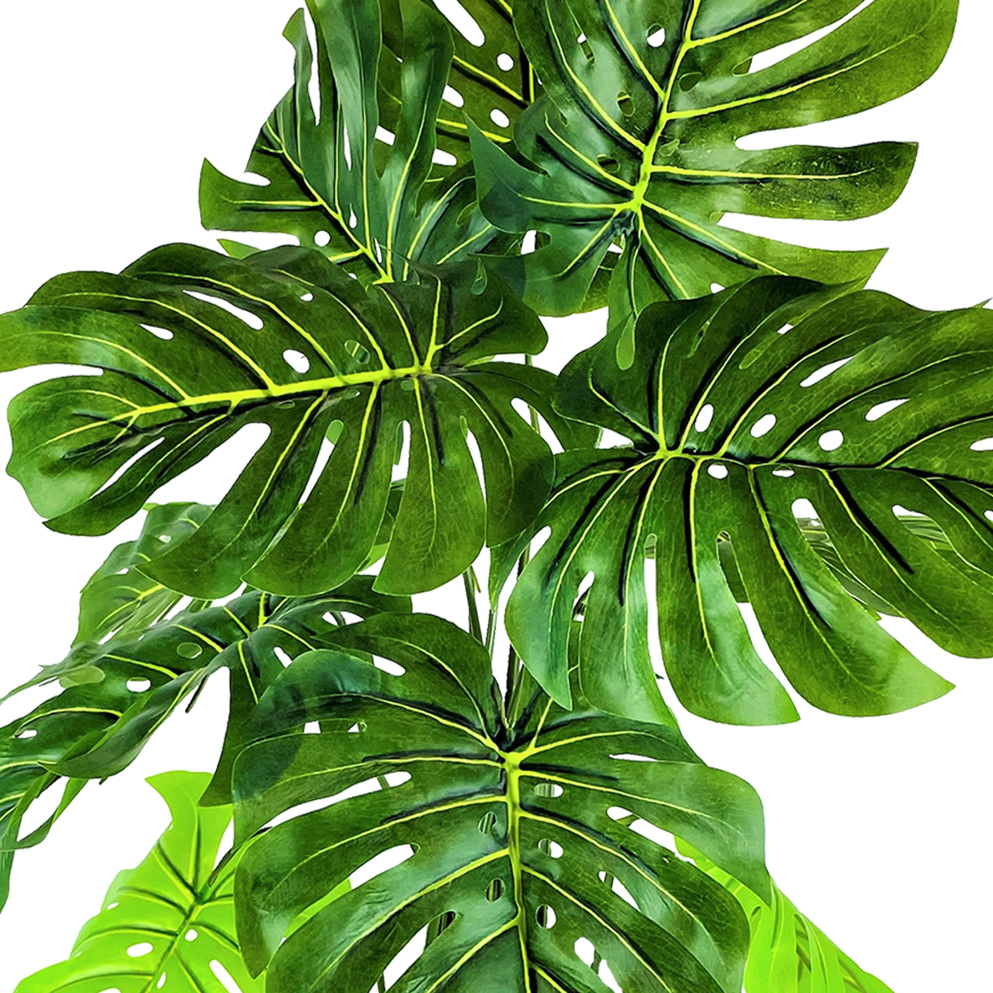 LCG Florals Artificial Plant, Monstera Plant, 3 ft, White Ribbed Metal Planter