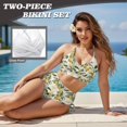 thumbnail image 4 of Garronmavis Lemon Floral Women's High Waisted Bikini Set Twist Front 2 Piece Swimsuit Adjustable Side Tie Tummy Control Bathing Suit, 4 of 6