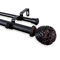 Lanette 1" Double Curtain Rod-Color:Black,Size:66-120"