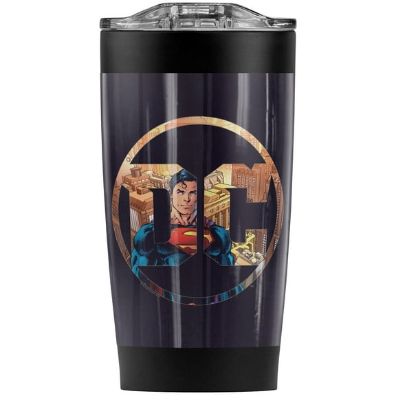 Superman Dc Comics Logo Stainless Steel Tumbler 20 oz Coffee Travel Mug/Cup, Vacuum Insulated & Double Wall with Leakproof Sliding Lid | Great for Hot Drinks and Cold Beverages