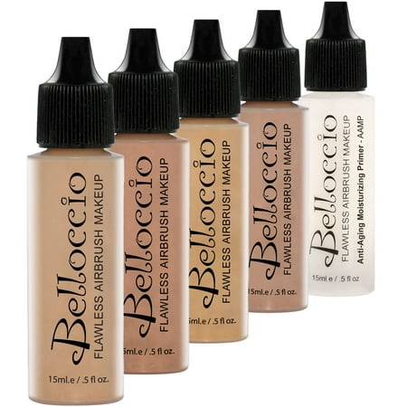 Belloccio MEDIUM Airbrush Makeup FOUNDATION SET Mid Tone Shade Face Cosmetic (Best Airbrush Makeup System)