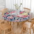 thumbnail image 3 of Pioneer Flower Floral Print Pattern Round Fitted Tablecloth with Elastic Edge,Dining Table Cover Waterproof,Outdoor Round Tablecloth for Camping,Dining,Indoor and Outdoor, 3 of 7