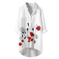 thumbnail image 1 of Blusa con bolsillo y estampado de solapa con botones de manga larga informal para mujer Pompotops FGAJ20512, 1 of 5