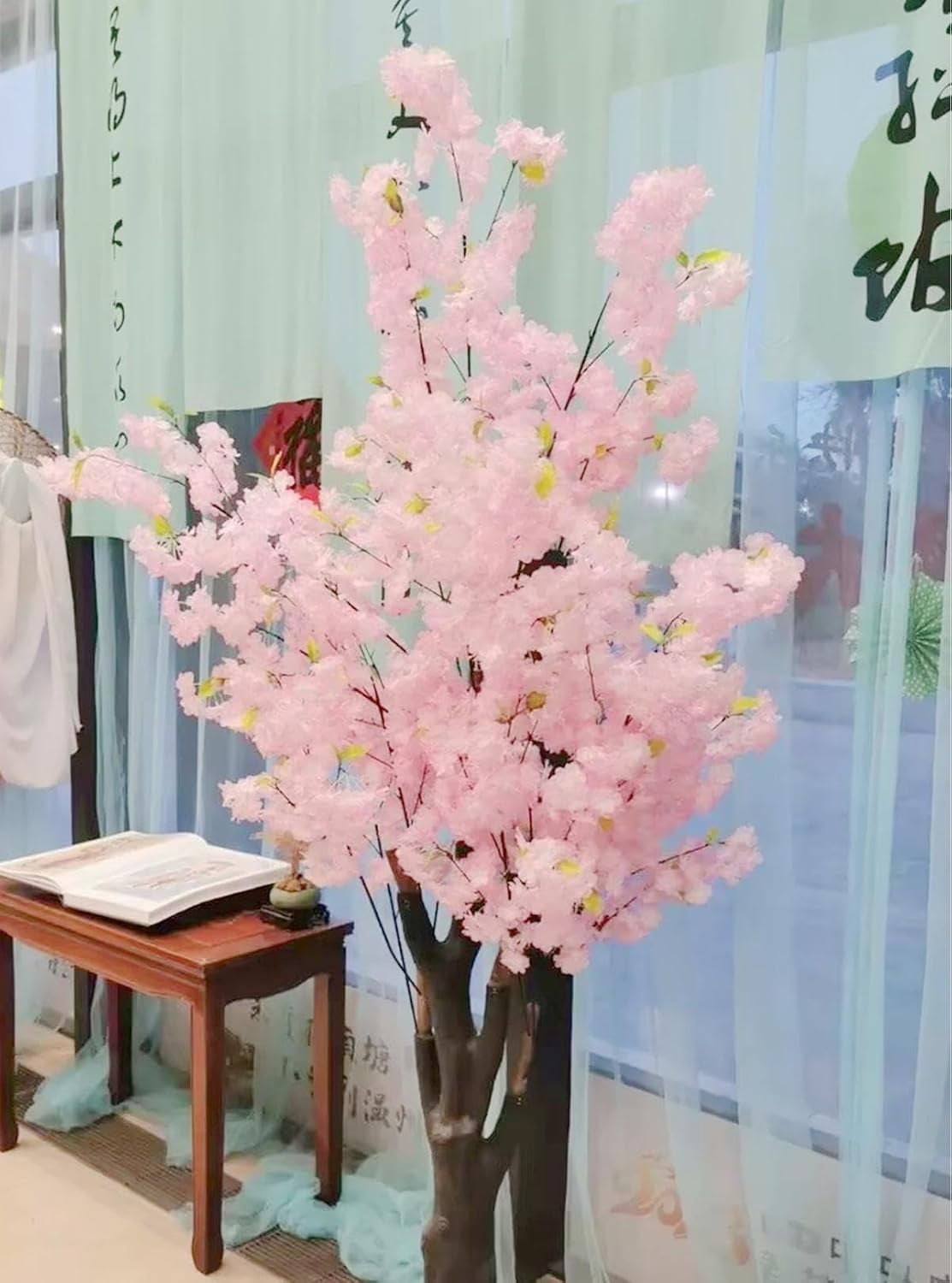 RHN Artificial Faux Cherry Blossom Branches Decor,37.5 in Fake Cherry Blossom Flowers Long Stems Realistic for Home Vase Arrangements Table Centerpiece Wedding Spring Decor(3 Pcs,Light Pink)