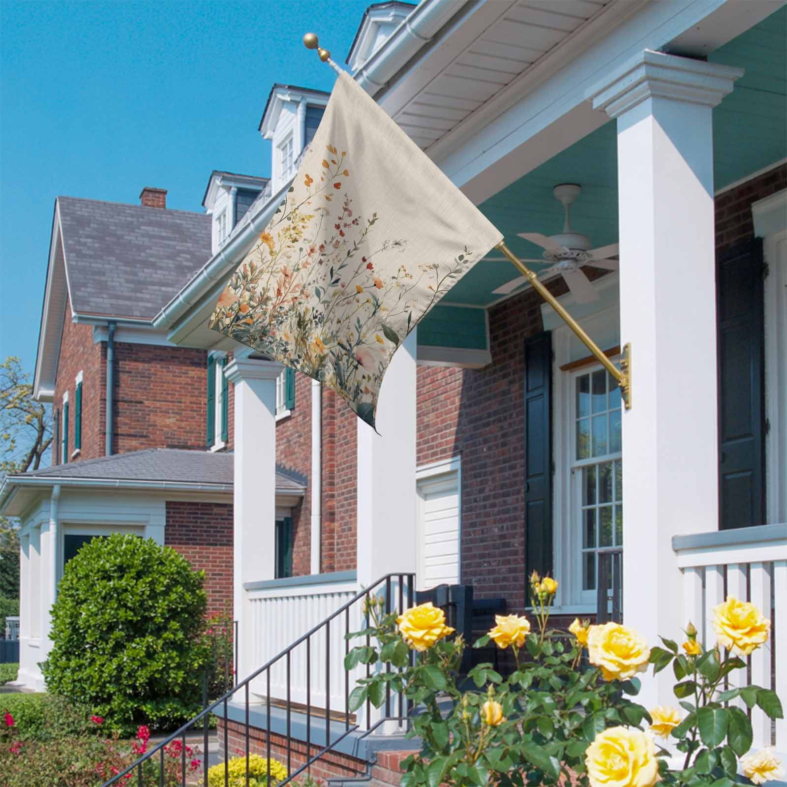 Vintage Flowers House Flags For Outdoor, Flowers Wildflowers Watercolor Small Double Side Yard Flags Weather Proof House Decor for Lawn Outside Holiday 28 x 40 Inches