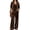 212#Brown, variant on Womens Velvet Tracksuit V Neck Long Sleeve Tops Wide Leg Velour Pants 2 Piece Lounge Set