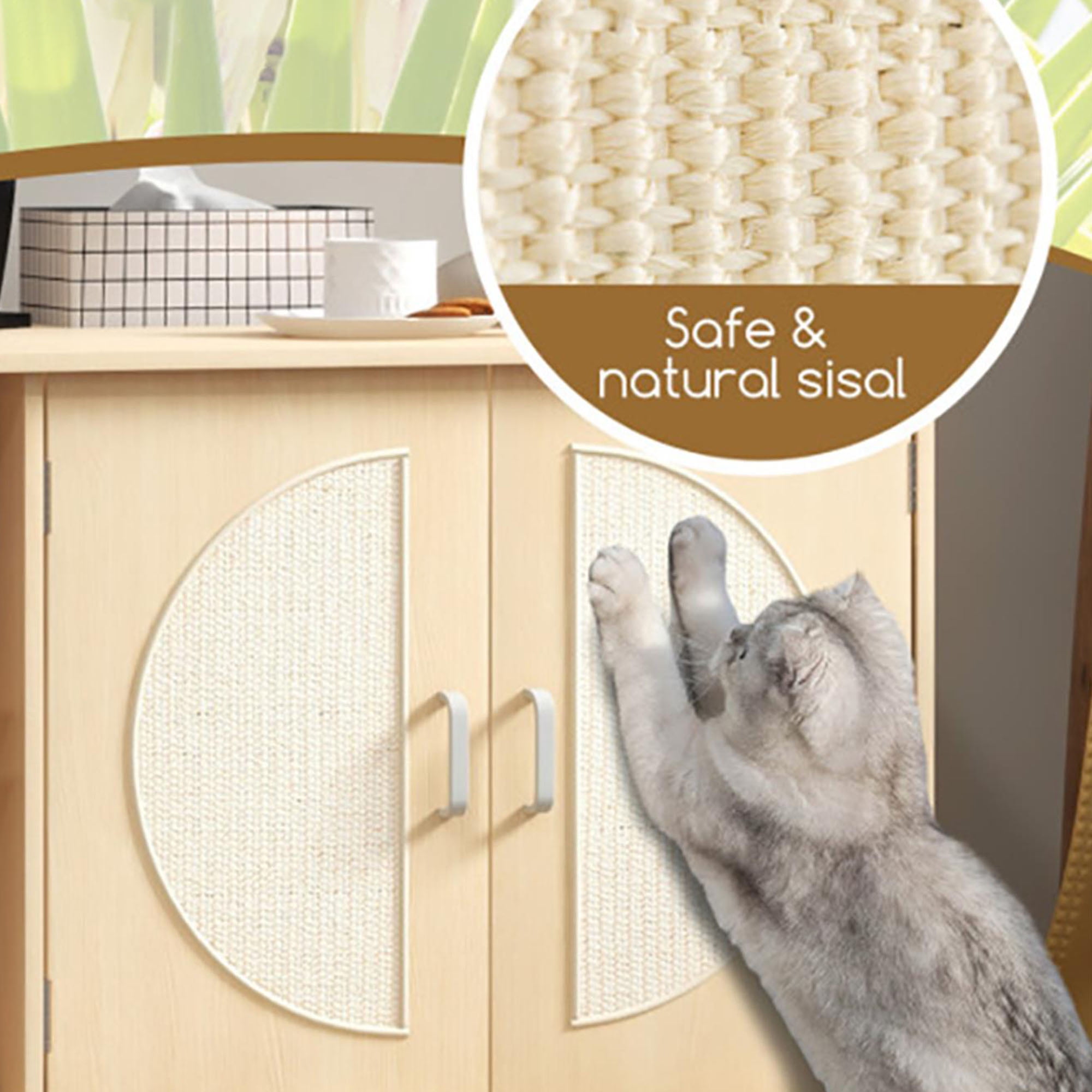 Kadyn 26" Hidden Cat Litter Boxes Enclosure Furniture with Sisal Scratching Doors, Cat House Suitable for Bedroom, Beige