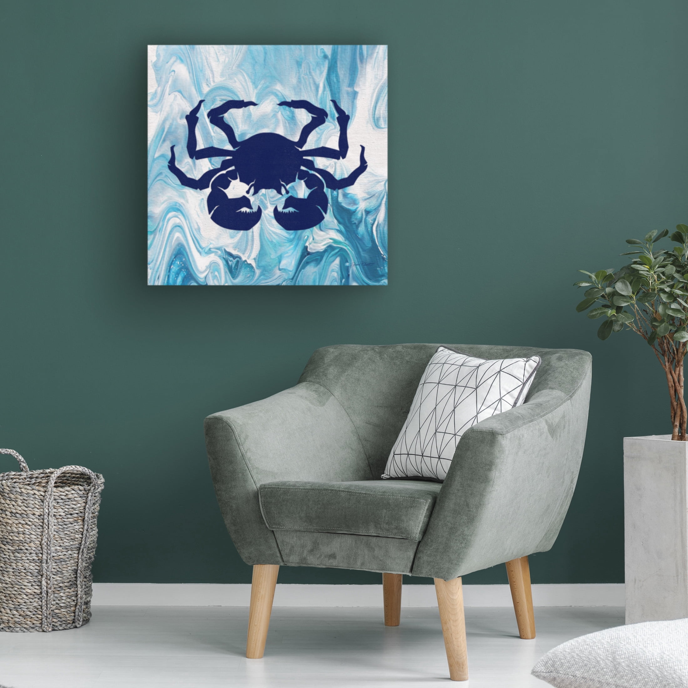Canvas Wall Art - Jean Plout 'Abstract Ocean E' Wall Art for Living Room, Bedroom, or Office Décor by Trademark Fine Art - 24 x 24 Inches