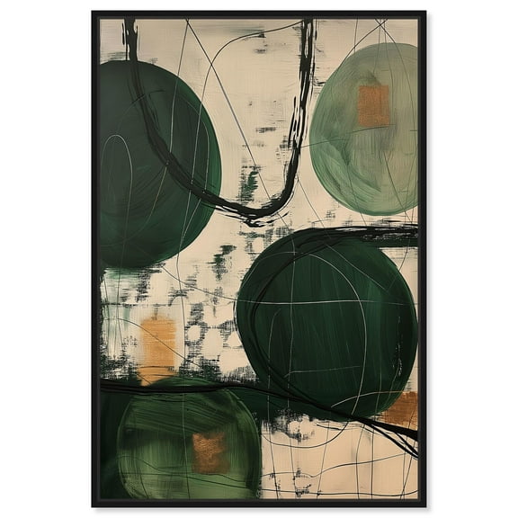 Greenlight Breeze II Canvas Green Abstract Art by Art Remedy, Black Frame, 10" x 15"