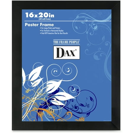 DAX Flat Face Wood Poster Frame, Clear Plastic Window, 16 x 20, Black Border