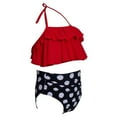 thumbnail image 6 of Toddler Swimsuit Girl 5-6 Years Sleeveless Kids Little Ruffles Floral Print Two Pieces Beach Bikini Red Bathing Suit Sizes 5-6 Years, 6 of 6