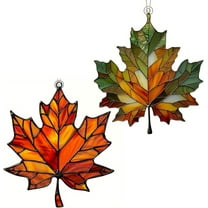 Minibee 3.1" Maple Leaf Fall Suncatcher, Lemon Green Fall Suncatchers for Windows Wall - Autumn Festival Party Supplies