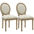 thumbnail image 7 of uhomepro French Country Dining Chairs (Set of 2), Upholstered Back Side Chair, Farmhouse Fabric Chairs with Round Back, Solid Wood Legs, Accent Side Chairs for Kitchen Bedroom, Linen Beige, 7 of 7