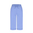 thumbnail image 6 of Cotton Pants for Women Summer Casual Elastic Waist Drawstring Capri Sweatpants with Pockets Lounge Capris (M, Light Blue), 6 of 7
