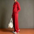 thumbnail image 5 of WULMLEO Womens Two Piece Sets Knit Fall Quarter Zip Long Sleeve Shirts Wide Leg Drawstring Pants Tracksuit 2026 Casual Y2k Suits Stretch Outfits with Pockets Red S, 5 of 6