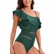 thumbnail image 5 of Trajes de baño de una pieza para mujer, traje de baño de bikini con tirantes y espalda descubierta de color liso para mujer, 5 of 7