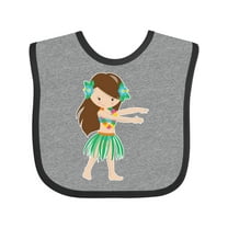 Inktastic Brown Haired Hula Girl Girls Baby Bib