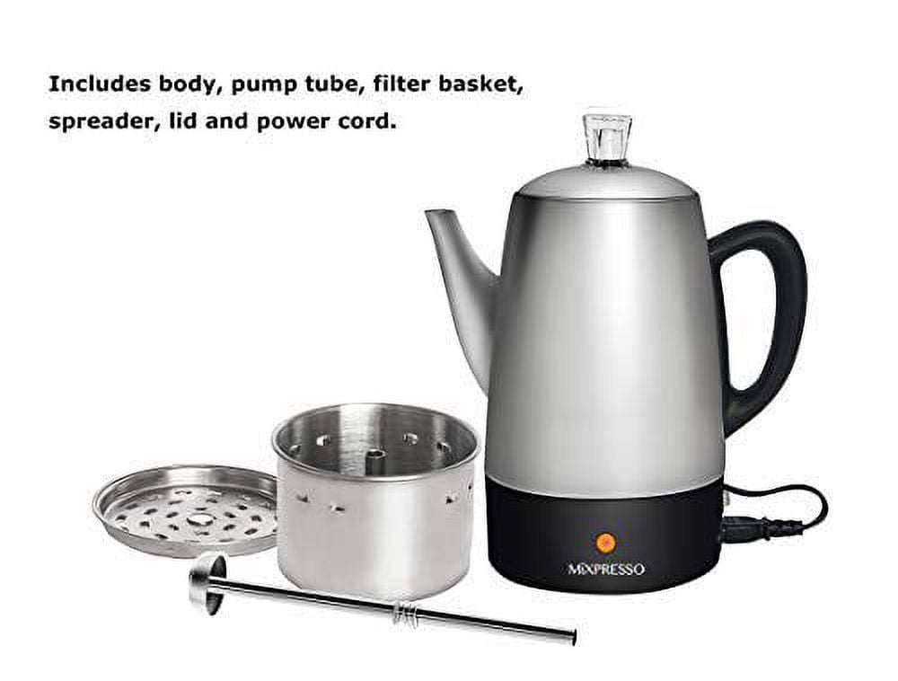 Mixpresso Electric Percolator Coffee Pot, Stainless Steel Coffee Maker,  Percolator Electric Pot - 4 Cups Stainless Steel Percolator With Coffee  Basket