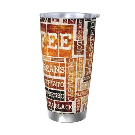 

Uemuo Hand Drawn Vintage Coffee Print Travel Coffee Mug 20oz Double-walled Car Cup Stainless Steel Insulated Tumbler Leak-proof Travel Cup Reusable Straw Car Cup-Without Straw