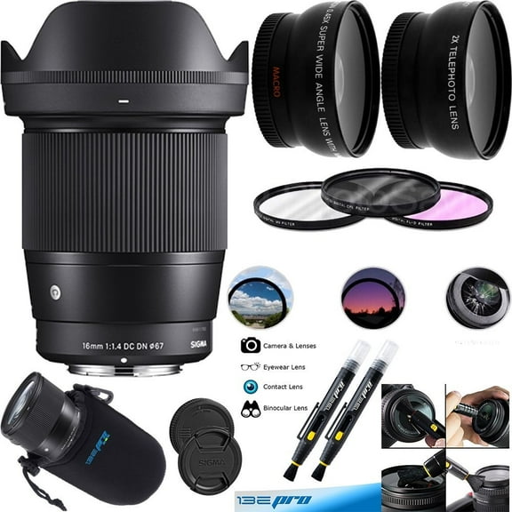 Sigma 16mm f/1.4 DC DN Contemporary Lens for Sony E - Deal-Expo Advanced Bundle