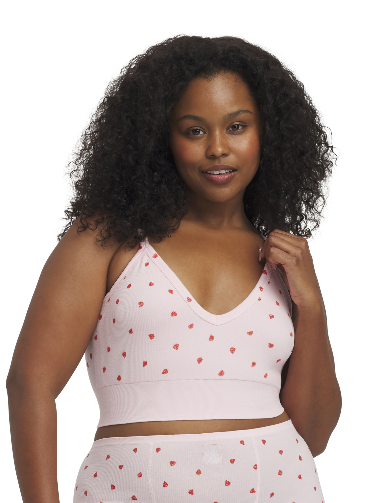 Mills by Millie Bobby Brown Women's Softie Ribbed V-Neck Bralette, Sizes XS-XXXL