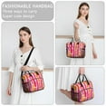thumbnail image 6 of OBREWU Red and Orange Modern Art Geometric Women's Insulated Leakproof Large Lunch Bag, Oxford Cloth, 6 of 7