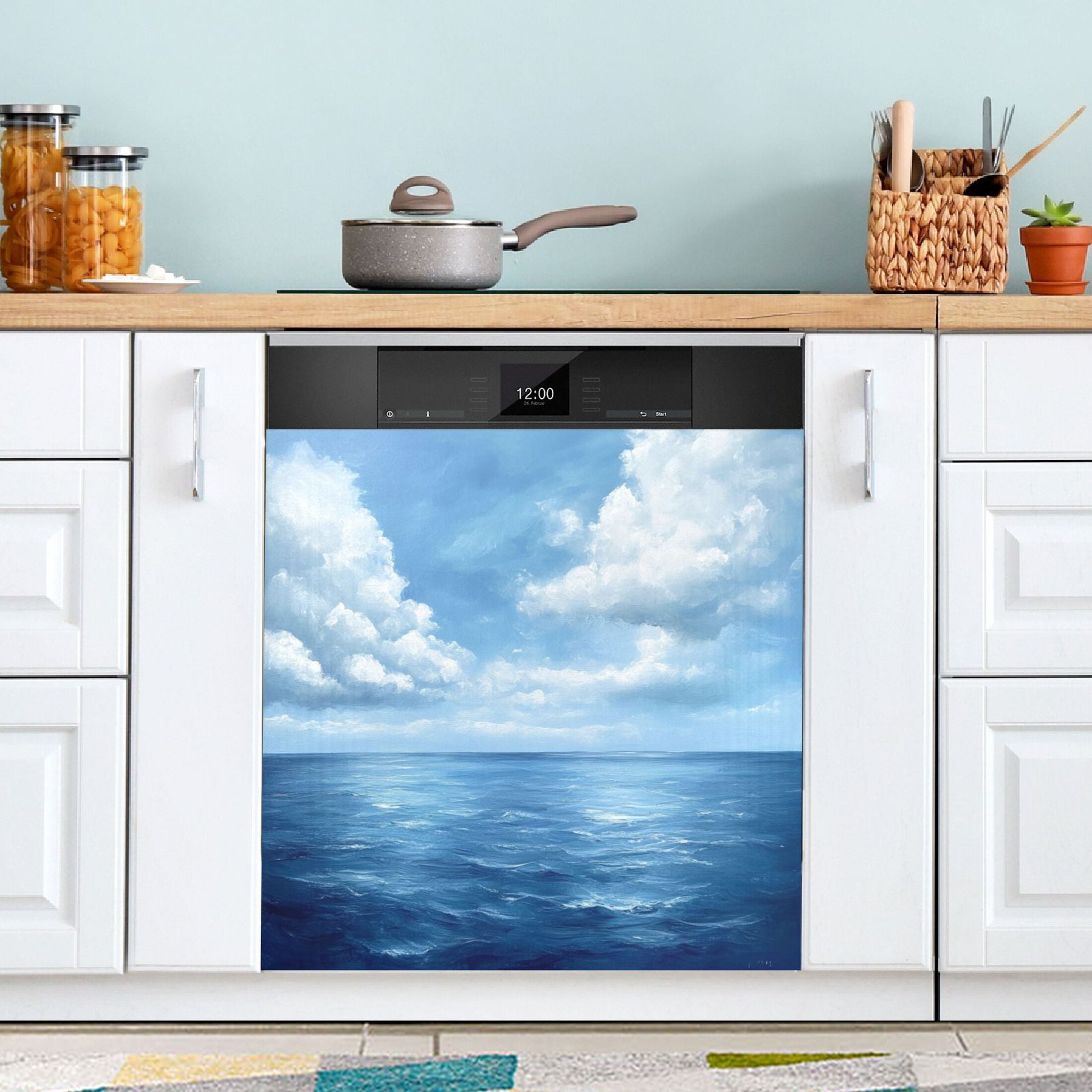 Dishwasher Magnetic Sticker 23x26 Inch Refrigerator Magnetic Sticker Washing Machine Magnetic Sticker Kitchen Panel Magnetic Sticker Home Decor Sea Of White Clouds