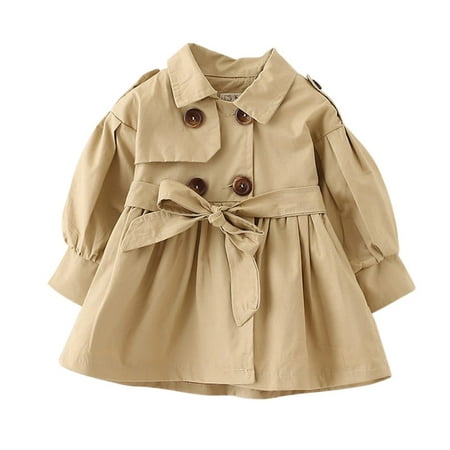 

LOVEBAY Toddler Baby Girl Trench Coat Dress Long Sleeve Windbreaker Outerwear Kids Casual Windbreaker Outerwear