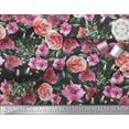 thumbnail image 3 of Soimoi polyester Crepe Fabric Leaves & Rose Flower Printed Craft Fabric by the Yard 42 Inch Wide, 3 of 3
