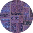 thumbnail image 1 of Ahgly Company Indoor Round Patchwork Light Blue Transitional Area Rugs, 5' Round, 1 of 4