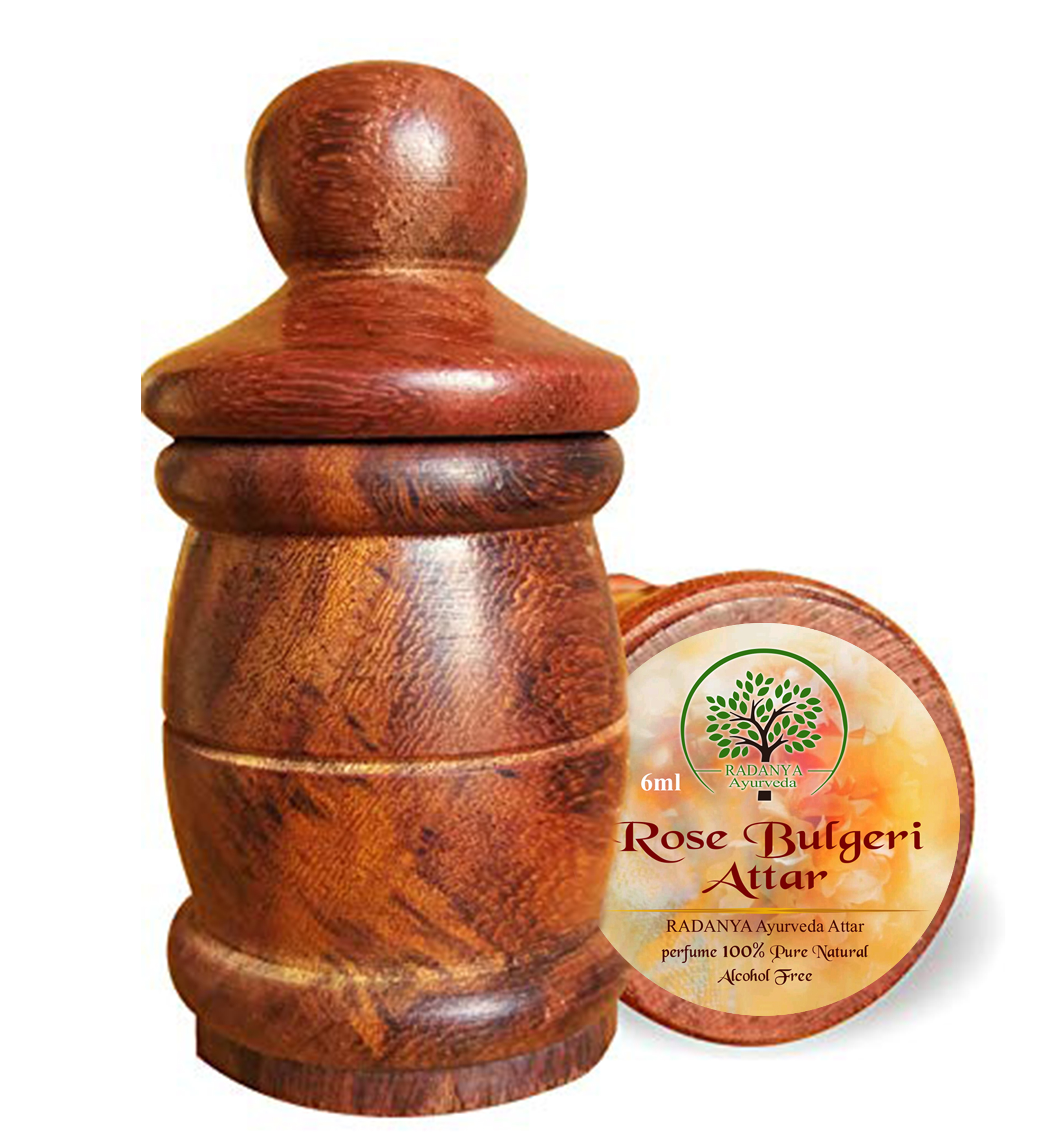 Radanya Ayurveda Rose Bulgeri Attar Handcrafted Wood Attar Bottle, 6ml