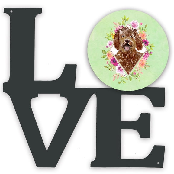 Carolines Treasures CK4388WALV Labradoodle Green Flowers Metal Wall Artwork LOVE 12X12 multicolor