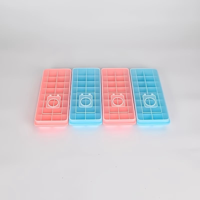 Flexible BPA-Free Ice Cube Tray 4-Pack with Lid - Stackable Colorful Ice Molds for Cocktails, Coffee, and Food Storage