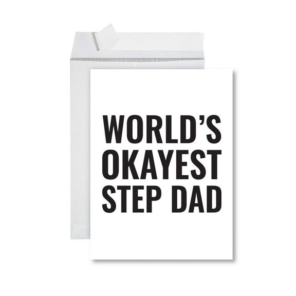 Koyal Wholesale Funny World's Okayest, Blank Greeting Card with Envelope, Humour, Banter, Step Dad, Set of 1