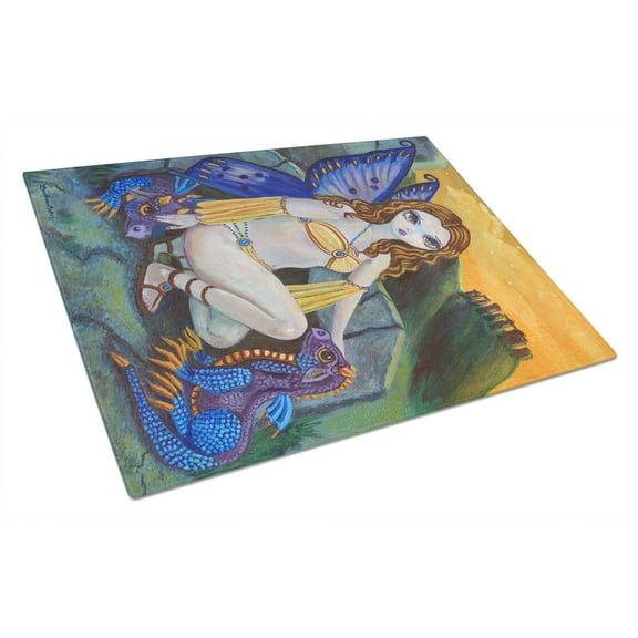 Caroline's Treasures Fairy Foundlings Glass Cutting Board Large