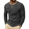 thumbnail image 2 of Cmfcve Men's Crew Neck Raglan Long Sleeve Tops Casual Loose Fit Athletic T-Shirt Fall Workout Running Pullover Shirts, 2 of 7