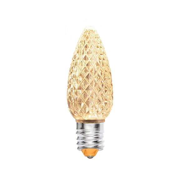 Novelty Lights Minleon 25-pack C7 Sun Warm White LED Bulbs, Dimmable Faceted Outdoor Replacement Lights, E12 Base, 0.5W