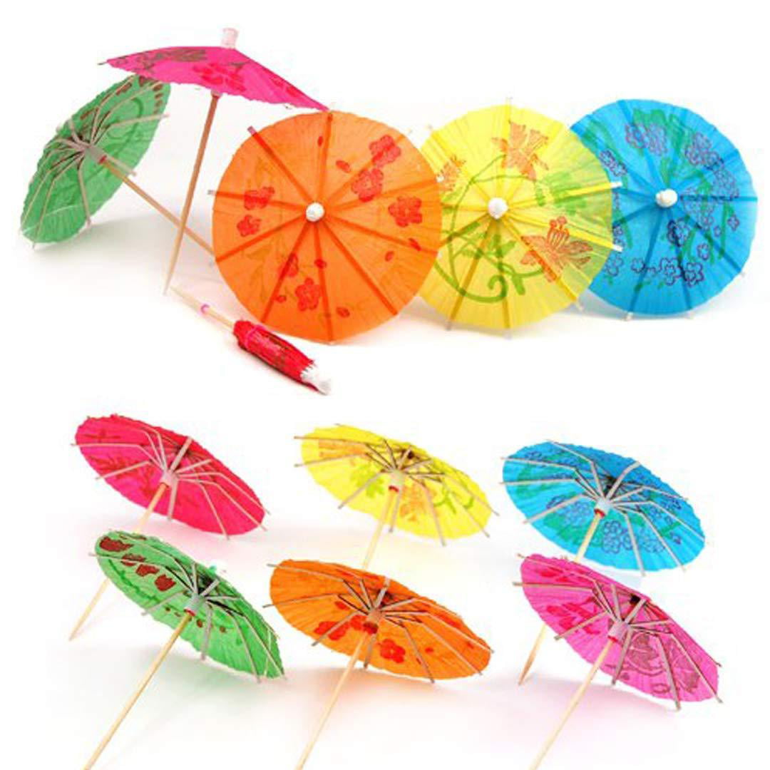 Limeow Paper Umbrella Cocktail Cocktail Beach Party Paper Umbrella Cocktail Umbrellas Cocktail Umbrellas Decoration for Cocktail Drinks Fruit Label Wine for Beach Party Assorted Colors 100 Pieces 