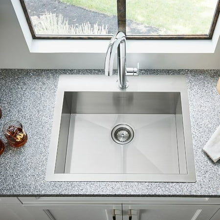 American Standard Single Bowl Sink - American Standard Edgewater 25'' x 22'' Single Bowl Drop-In Kitchen Sink with Grid and Drain