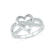 STERLING SILVER 0.03 CTTW WHITE DIAMOND HEART RING